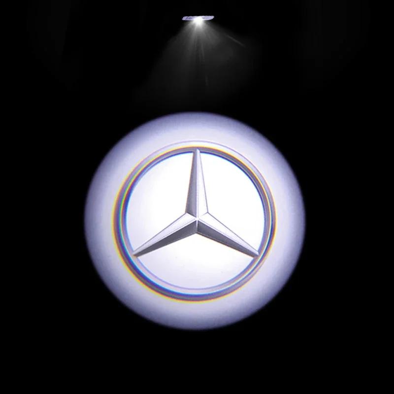 2 шт. Автомобильная подсветка дверей с логотипом Эмблема Для Mercedes Benz Класса A C E GLC GLA GLE GLB W177 W205 W212 W213 X253 X156 W166 X247