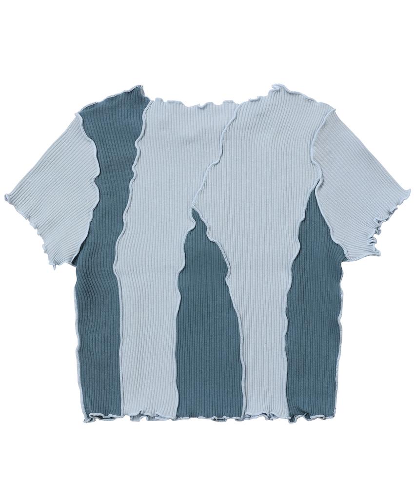 ANDTHEOTHER Blue Multi-Cut Short Sleeve T-Shirt