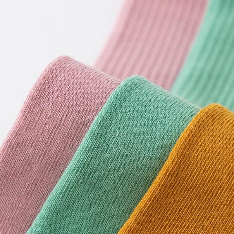 Solid Color Mid-calf Cotton Yoga Socks Silicone Bottom Non-slip Sports Socks Women Indoor Fitness Trampoline Dance Pilates Socks