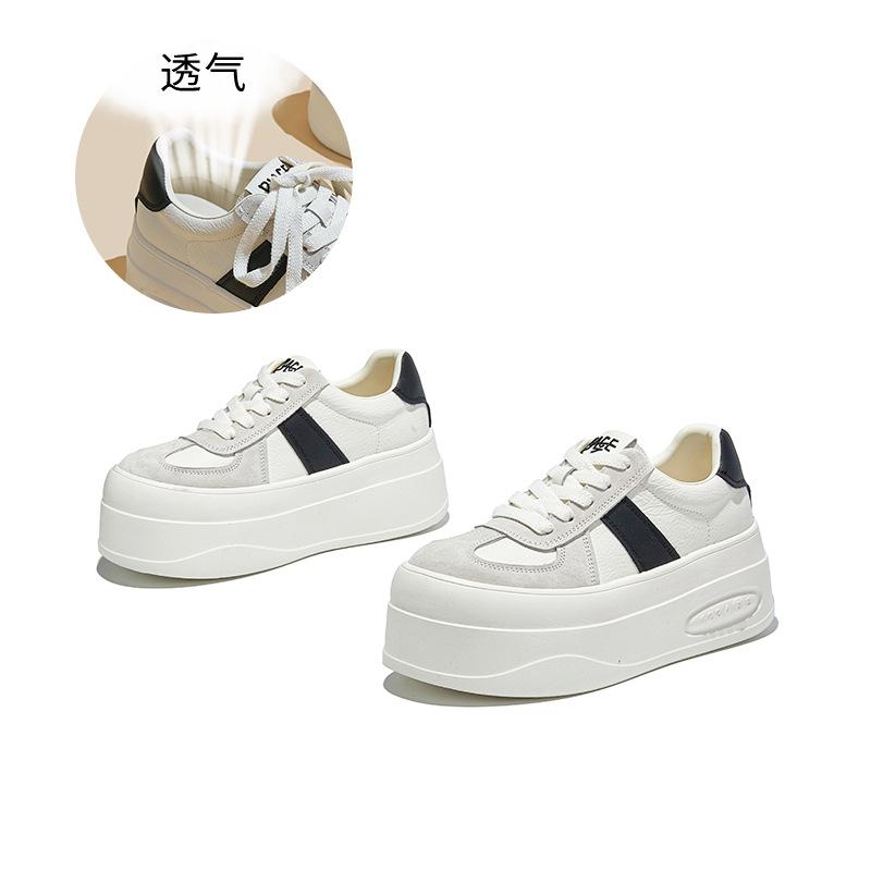 Foam Sole Leather Little White Shoes Autumn New Thick Sole Heightening Sports Board Shoes Casual Versatile Shoes Women's