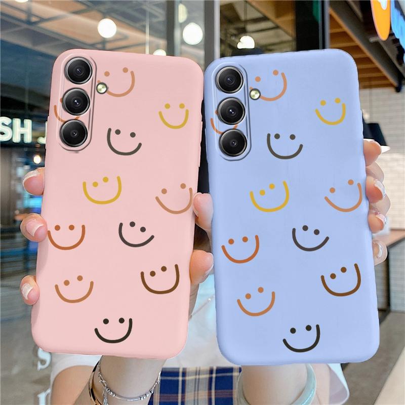 Мягкий силиконовый чехол с рисунком в виде линий улыбки для Samsung M35 A35 Xiaomi Redmi Note 13 Pro iPhone 15 Huawei Honor Realme Camera Защитный противоударный чехол