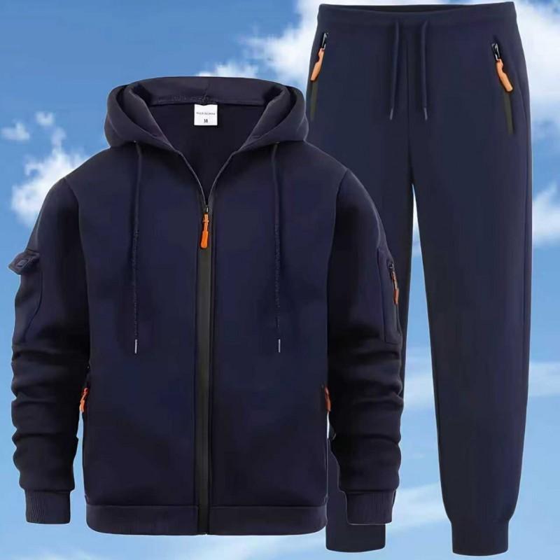 Mens Sportswear Set Hooded Zip-Up Sweatshirt Jogger Pants Running Casual Wear
