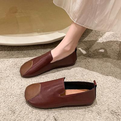 Осенние туфли-лоферы в британском стиле с круглым носком и мягкой подошвой в стиле ретро