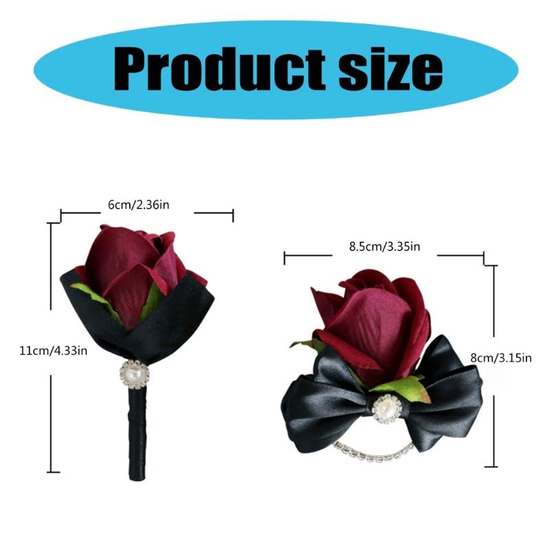 5 шт. Розовые браслеты-бутоньерки для невесты, подружки невесты, девичников, Свадебные розовые бутоньерки для церемонии, юбилея, выпускных