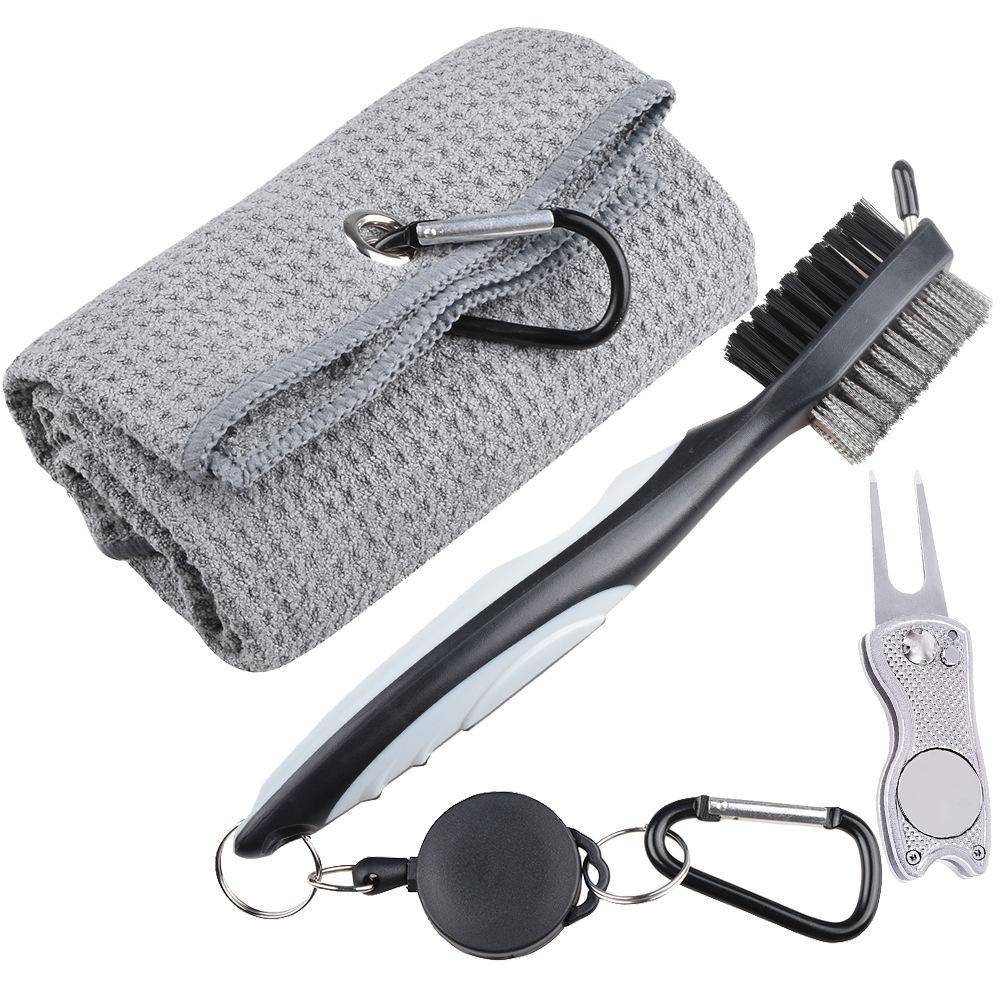 Набор для чистки гольфа, полотенце для гольфа 40*60 см+ клубная двусторонняя чистящая щетка