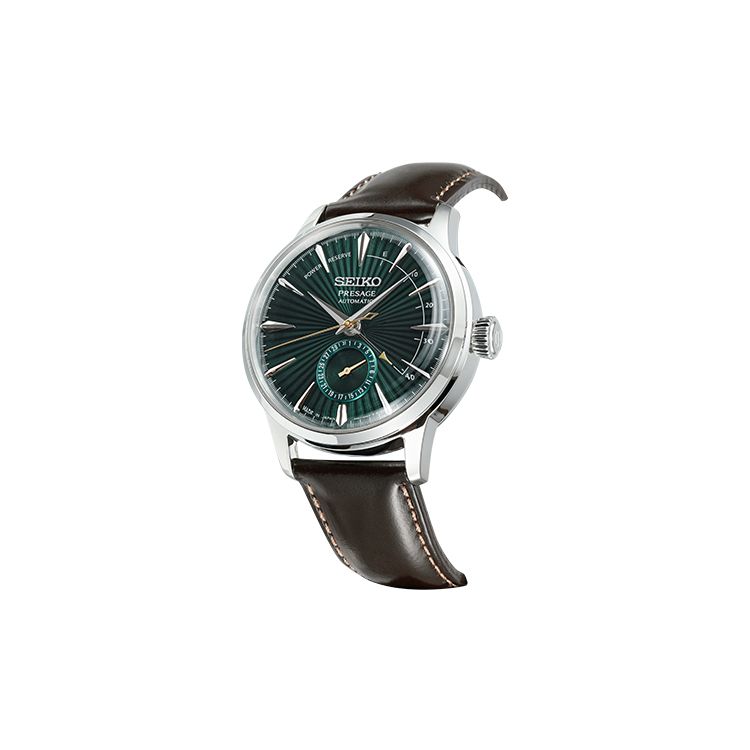 Seiko Коктейль Бизнес Джентльмен Механический механизм Кожаный ремешок Часы Мужские Зеленый SSA459J1