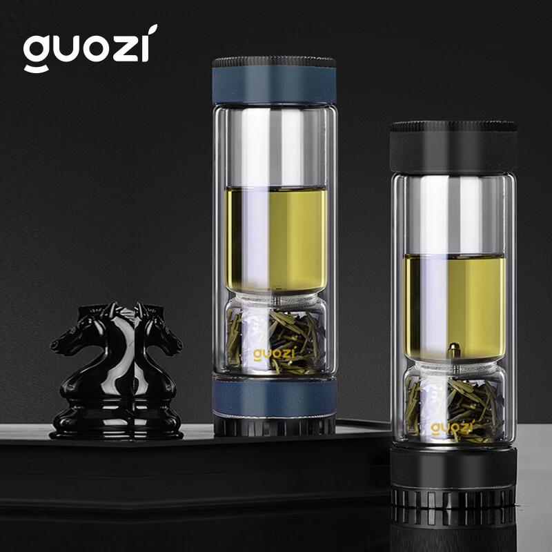 Двухслойная бутылка-заварник для чая GUOZI из боросиликатного стекла