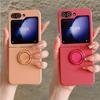 Высококачественный мягкий жидкий силиконовый чехол для складного телефона Samsung Z Flip 7 6 5 4, противоударный, конфетного цвета, с кольцом-держателем