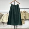 Осень Зима Плотный Вельвет Однотонный Свободный Стройнящий Художественный Повседневный Юбка Клеш Женская
