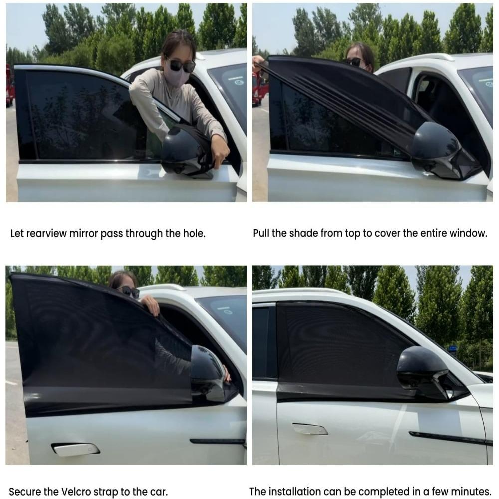 2/4pcs Car Window Shade Breathable UV Protective Universal Insulated Screen Window Sunscreen Anti-mosquito Car Window Sunshade