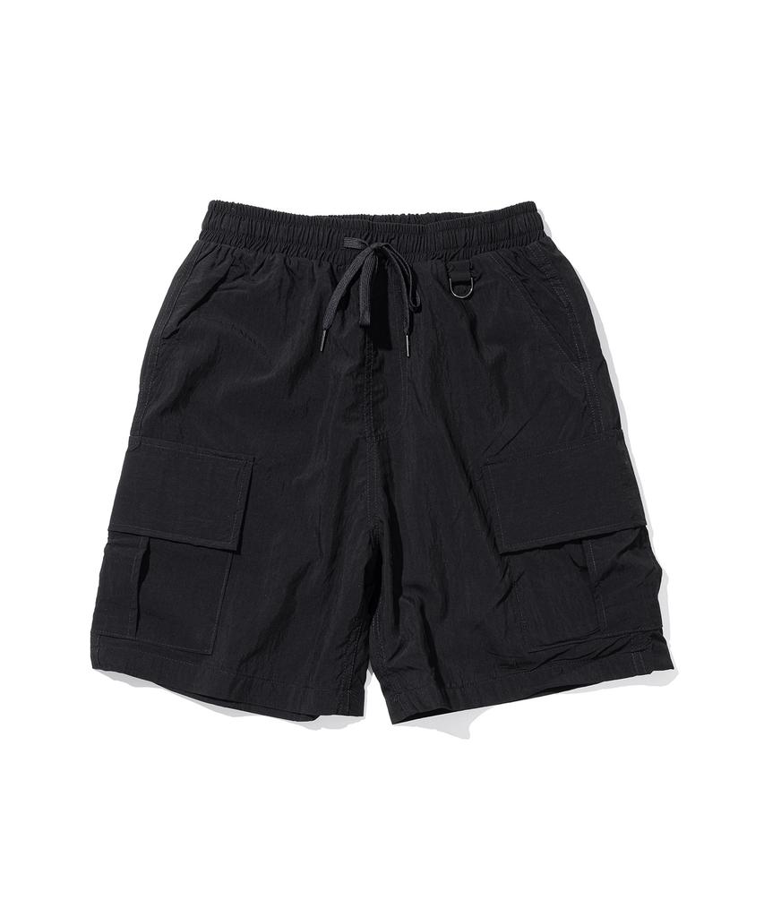 MASSNOUN D-Ring Nylon Cargo Shorts Mstsp004-Bk