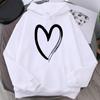 Sweatshirt Women's Heart-print Plush Top For Loose Casual Sports Hooded Pullover
