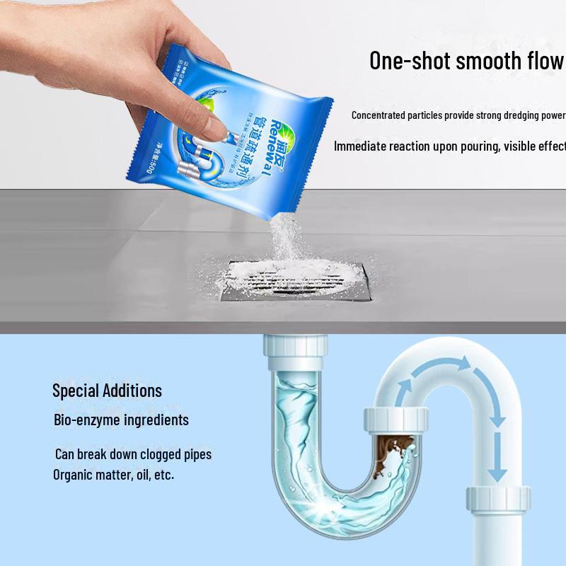 Мощное средство для прочистки труб на кухне и в туалете, очищает, дезодорирует, стерилизует канализацию