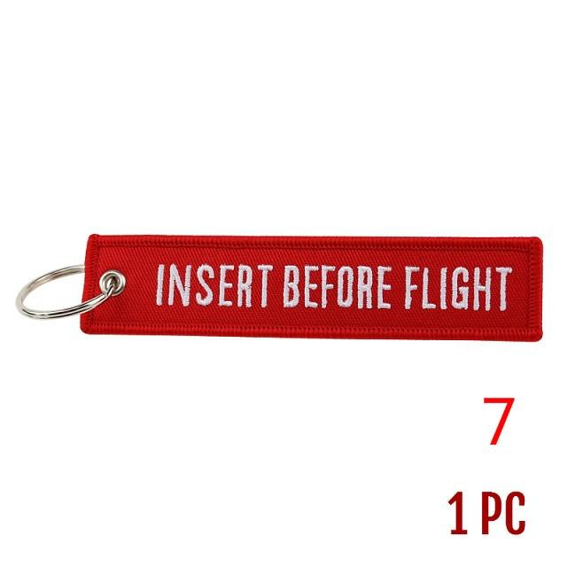 Remove Before Flight Red Car Keychain for Motorcycles Customized Key Chains Embroidery Key Fob Aviation Gifts
