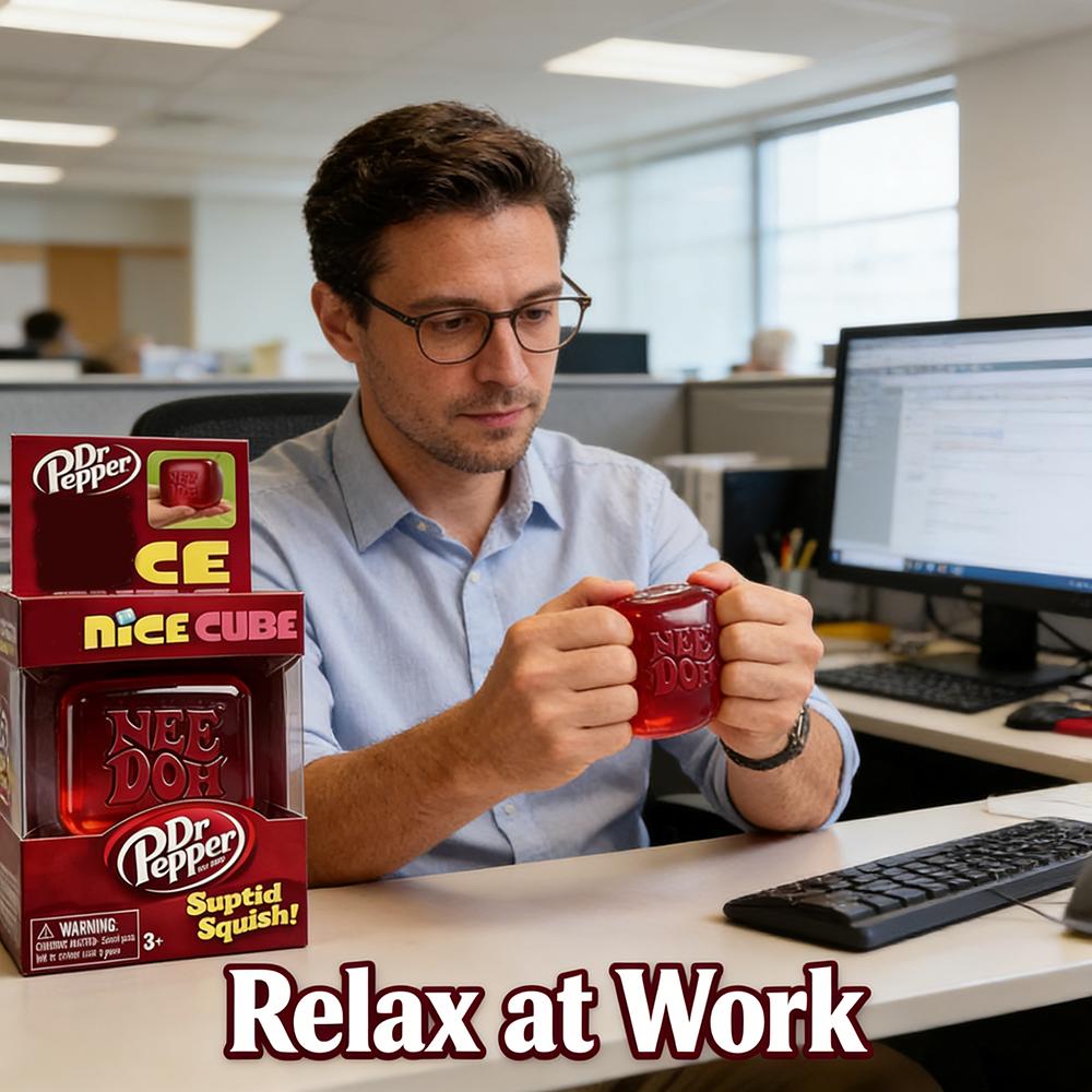 Dr Pepper X Nice Cube Сквиши Игрушка для снятия стресса Мягкий кубик-фиджет для сжатия для детей и взрослых Сенсорная игрушка для снятия тревожности