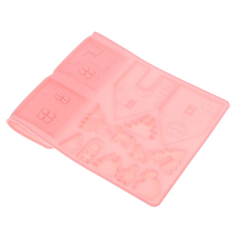 1Pc Building Block Christmas House Chocolate Mold Silicone Mould Gingerbread House Cookie Mold Cake Fudge Christmas Decoration