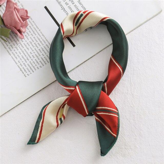 2021 Small Size Women Scarf Fashion Print Silk Scarves Square Neck Office Satin Handkerchief Bandana Foulard