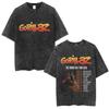Washed Vintage Rock Band Gorillaz Demon Days Album Graphic Tshirt Men Women Hip Hop Fashion Oversized T Shirts Male Streetwear