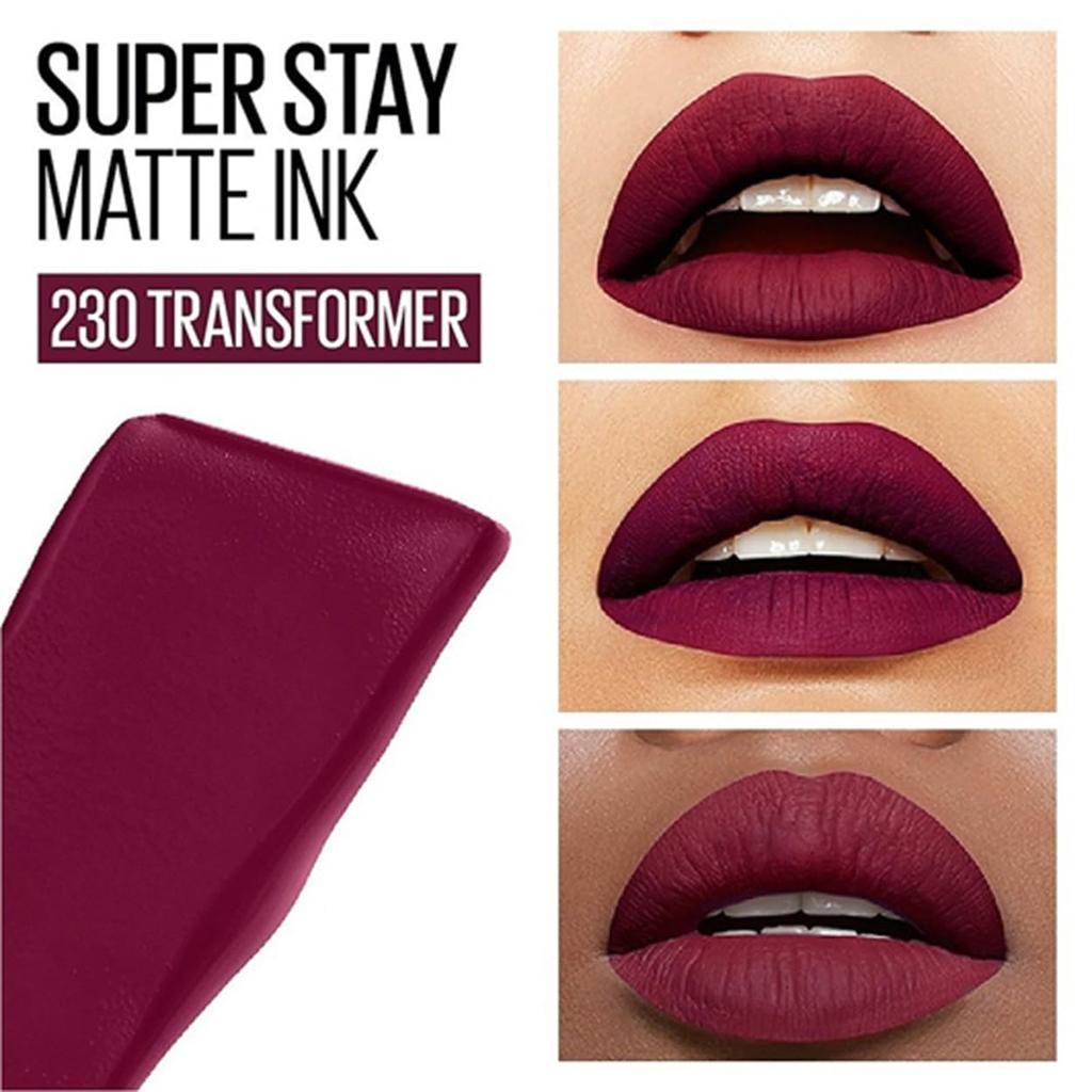 Maybelline Жидкая матовая помада New York Superstay Matte Ink 230 Transformer 5 мл Стойкость 16 часов Не отпечатывается Смелый матовый макияж