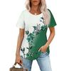 Женская летняя модная повседневная плиссированная футболка с коротким рукавом и круглым вырезом с принтом Топ