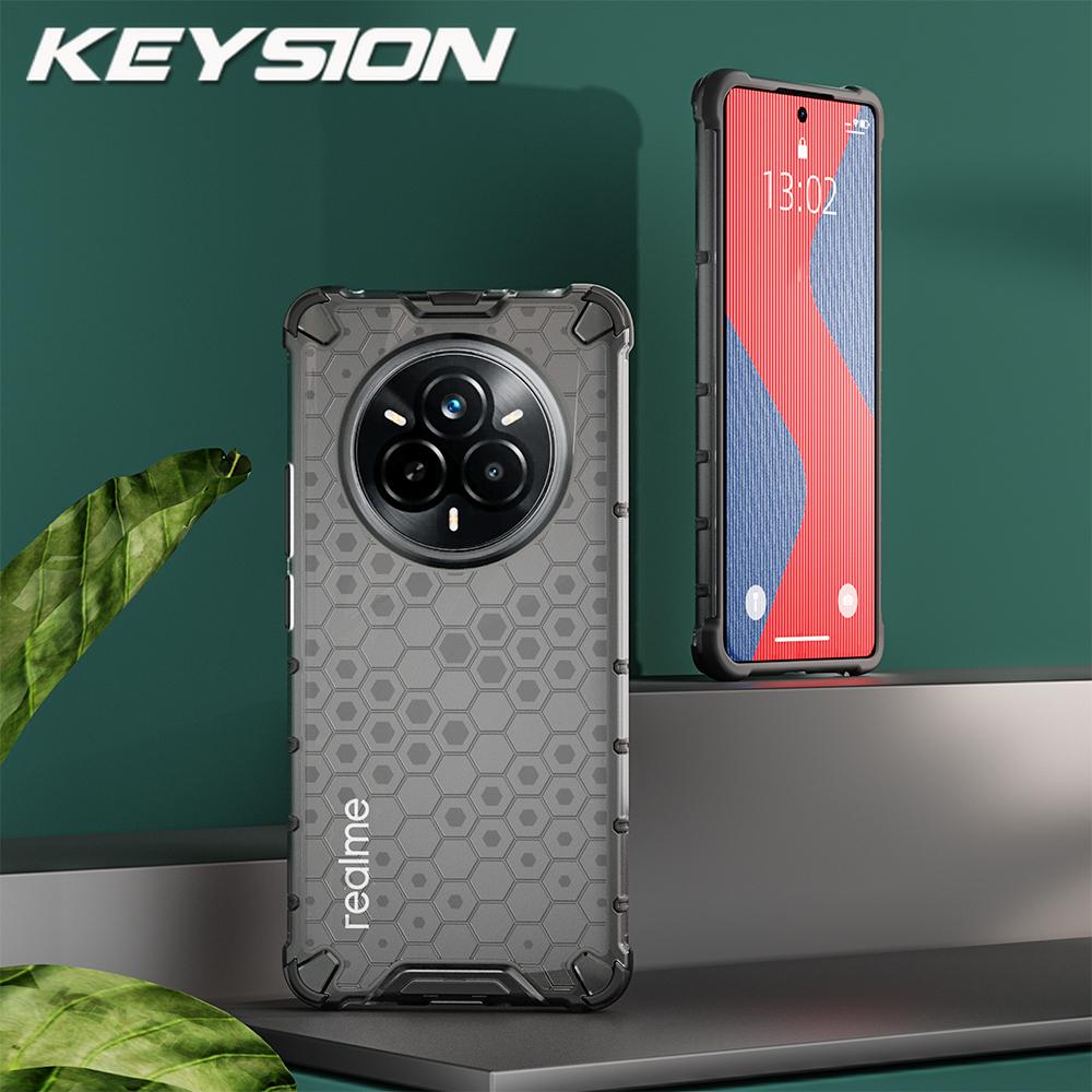 KEYSION Противоударный защитный чехол для Realme 14 Pro+ 5G Мягкий силиконовый + ПК Прозрачный сотовый чехол для телефона OPPO Realme 14 Pro 5G