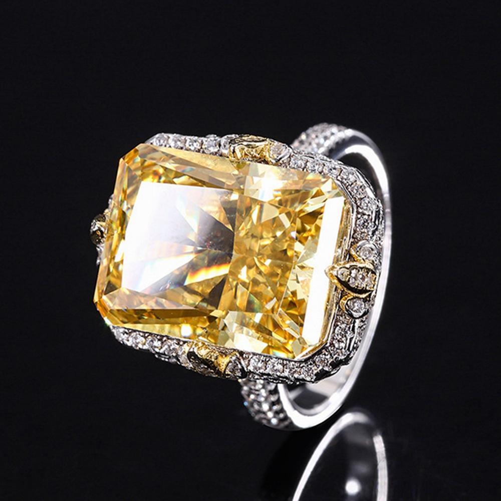 18-каратное позолоченное необычное яркое граненое кольцо с драгоценным камнем для женщин, подарок на помолвку, стерлинговое серебро 925 пробы, ювелирные изделия