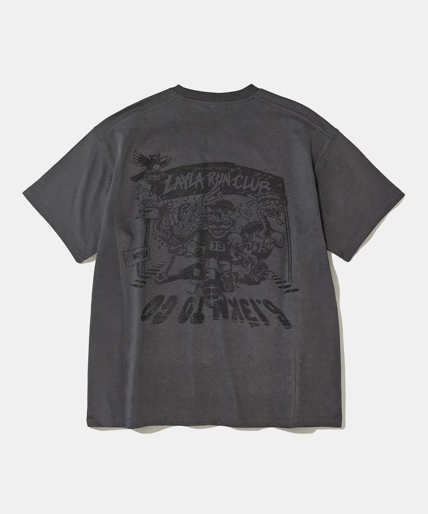 DIAMOND LAYLA [Machine Wash] Kkaho Marathon Short Sleeve T-Shirt T106 Charcoal