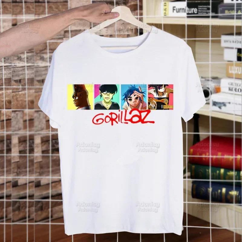 Футболка Gorillaz Rock Modern Music Graffiti Мужская Ретро Выстиранная Топы Футболки Харадзюку Футболка Уличная Одежда Хип-Хоп Мужские Футболки