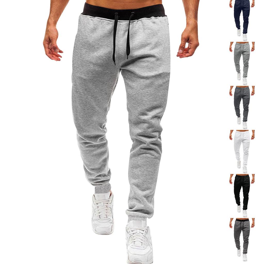 Men's Drawstring Sweatpants Slim Fit Ribbed Casual Sports Pants