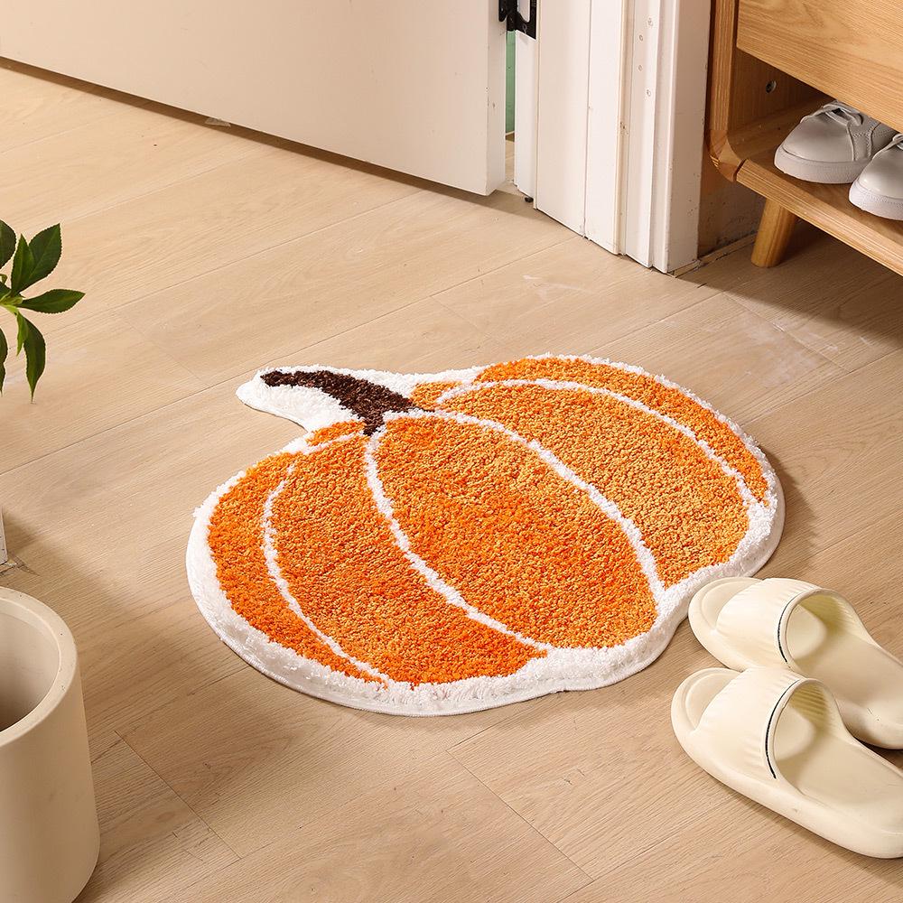 New Creative Pumpkin Flocking Non-Slip Absorbent Bathroom Door Mat