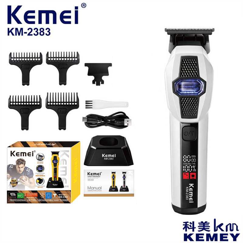 Kemei Professional Trimmer Charging Base Rechargeable Hair Clipper External Rotor LCD Display Adjustable Trimmer for Man KM-2382
