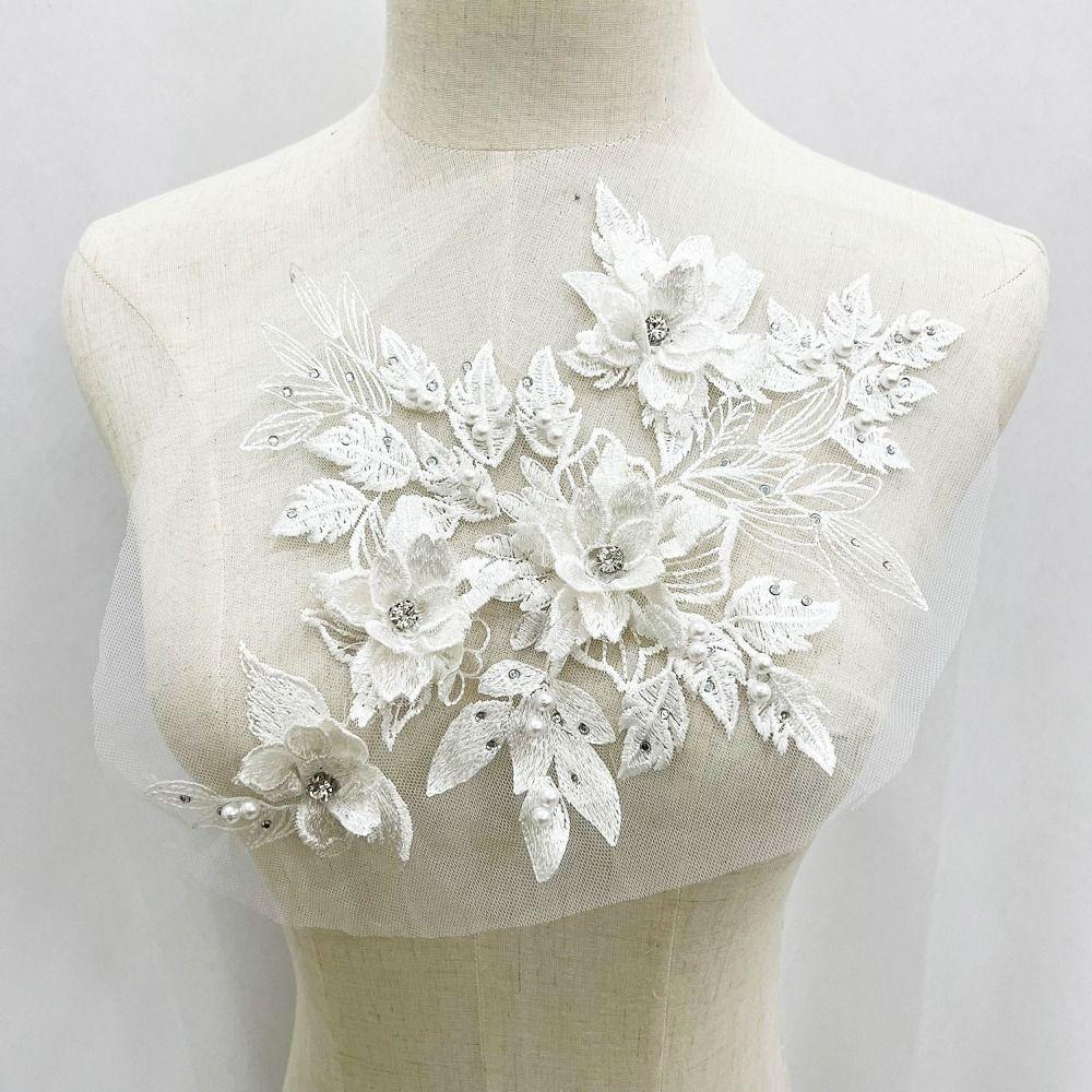 DIY 3D Embroidery Patches Handmade Lace Fabrics Applique Fashion Embroidered Floral Patches