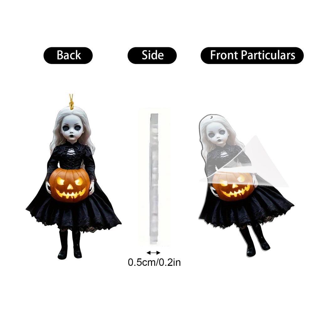 2D Pumpkins Man Christmas Tree Decoration Pendant Car Rearview Mirror Pendant Halloween Party Decorations, Horror Pumpkins Skeleton Witch Pendant