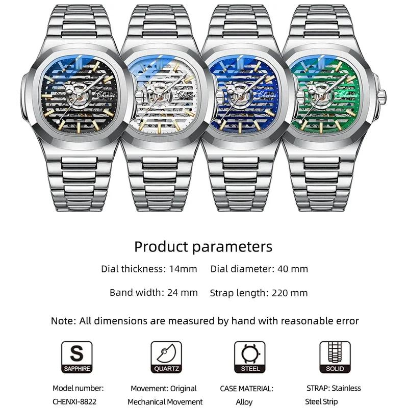 Chenxi Автоматические механические часы мужские часы лучший люксовый бренд скелетон полые часы водонепроницаемые светящиеся наручные часы