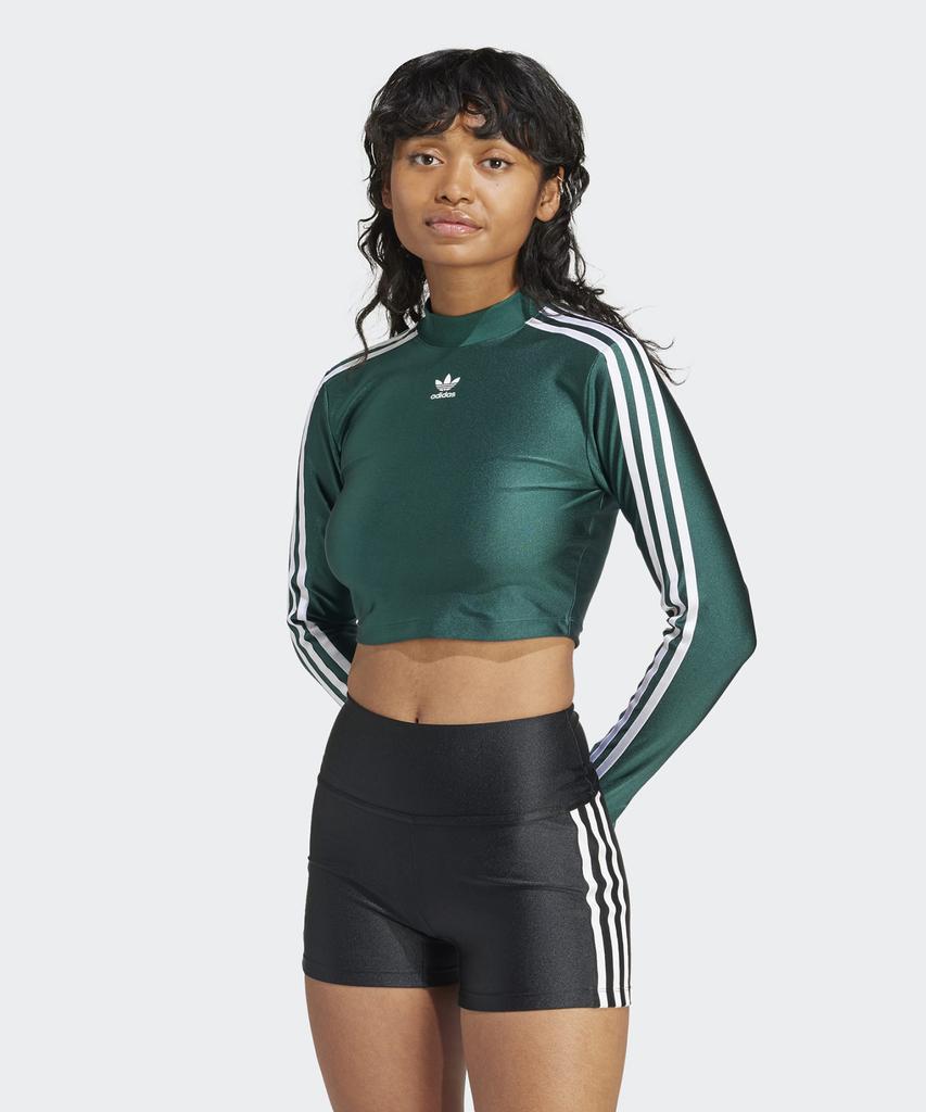 adidas Укороченная футболка с длинным рукавом 3S - Зеленый / Ir8136
