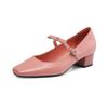 Cow Skin Spring Summer Size 41 Med Heels Butterfly Decoration Women Light Shoes Square Toe Shallow Pumps