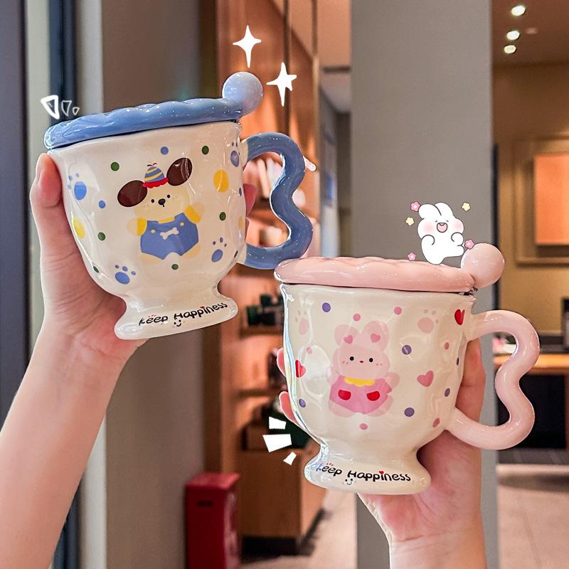 Graduation Season Souvenirs for Classmates and Teachers, Cute Rabbit Ceramic Mug, Birthday Gift Box for Boys and Girls