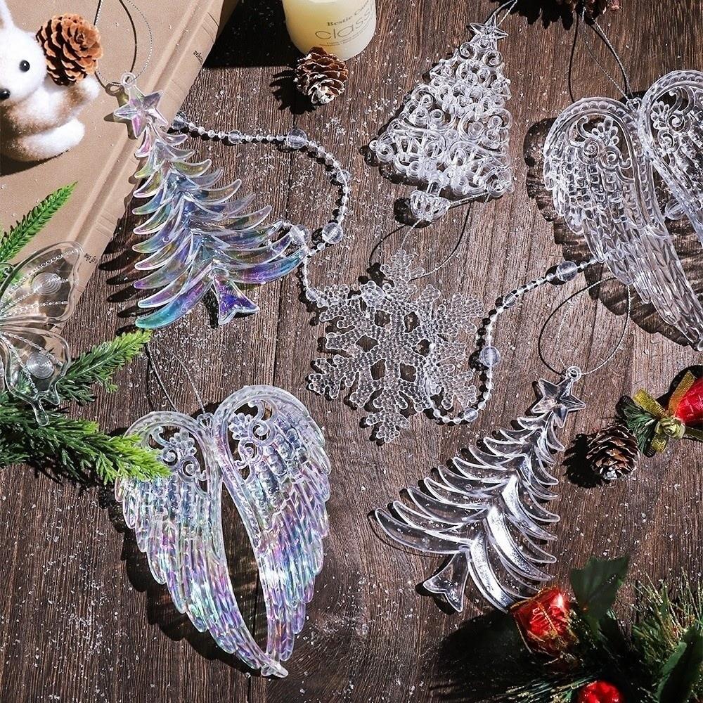 Clear Acrylic Christmas Ornaments Snowflake Christmas Decor Holiday Hanging Pendant  Indoor Room