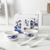 Подарочный набор столовой посуды из сине-белого фарфора