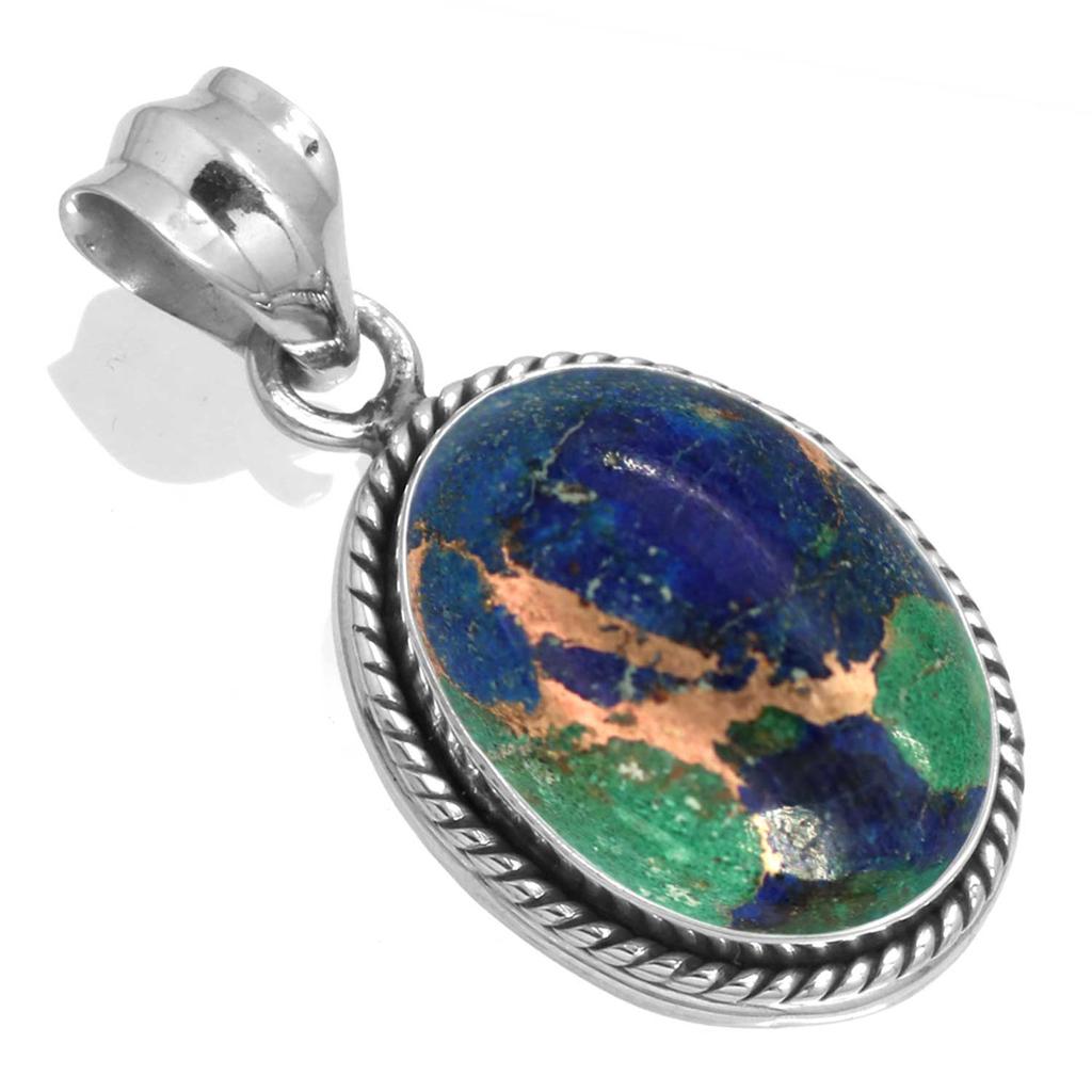Кулон из стерлингового серебра 925 пробы для женщин, драгоценный камень, украшения ручной работы, подарок на Хэллоуин, амазонит, ангелит, голубой опал, ботсванский агат, мохавский азурит, хризоколла