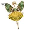 Wing Girl Jewelry Sparkling Rhinstone Ballet Fairy Brooch, Winged Dancer Alloy Lapel Shirt Accessory Pin, Women Accessories for Suit Dress Coat Scarf