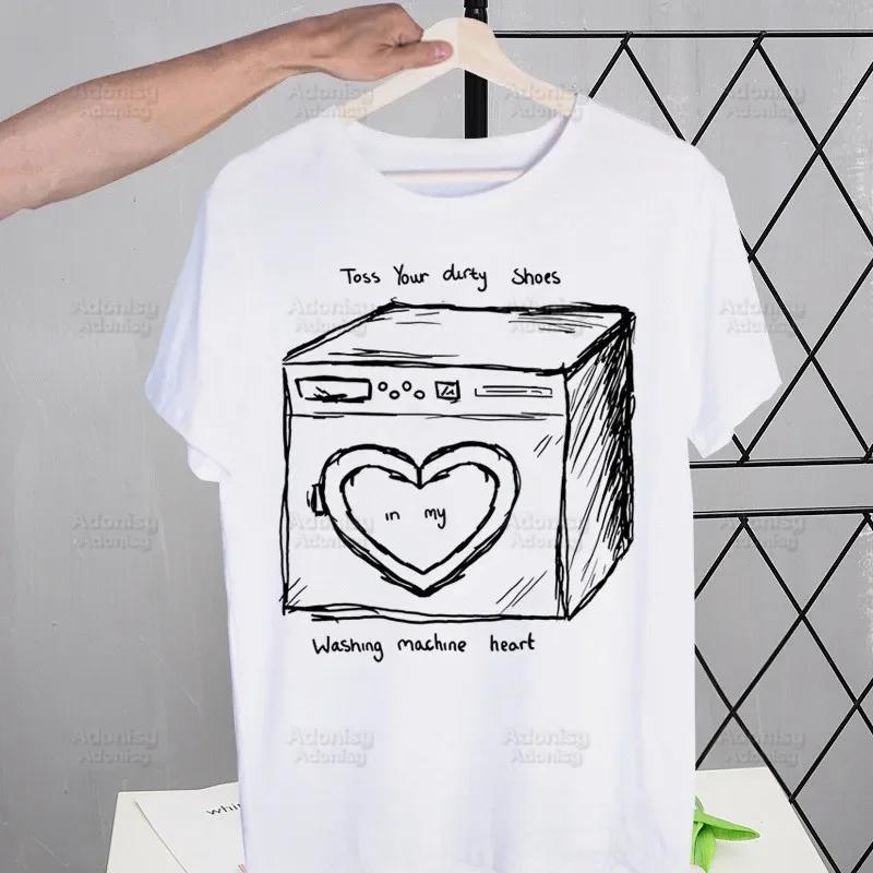 Mitski Singer Washing Machine Heart T-Shirt Men Unisex Anime Design Men Tee Shirt Homme Summer Tops Short Sleeve Vintage Style