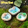 3Pcs/Set Resin Moss Micro Landscape Ornaments Lotus Pool Mix Size Fairy Garden Decor