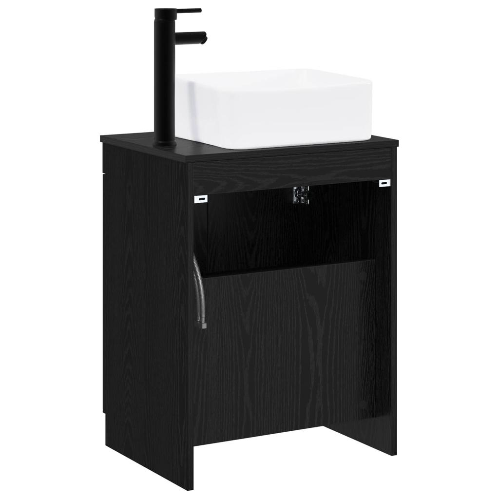 Bathroom Furniture Set Black Oak Engineered Wood