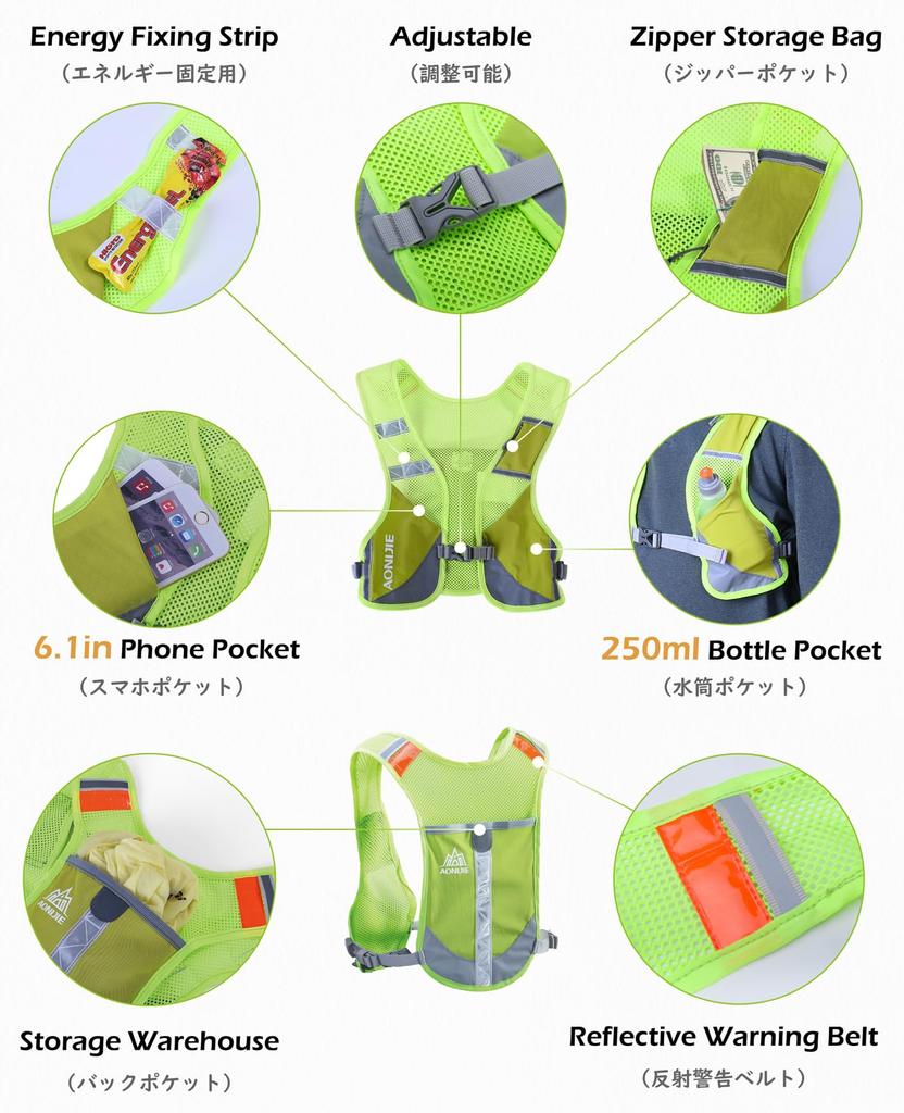 Светоотражающий жилет TRIWONDER, легкая защитная велосипедная сумка, сумка для велосипеда, бег, марафон, 2 бутылки для воды Ryuk (Серый - Включено)