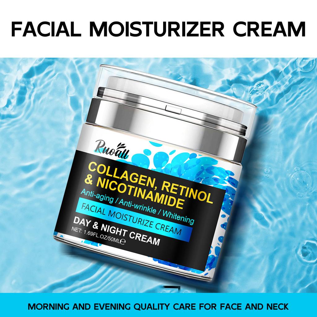 50 мл Прессованная банка Увлажняющий крем для лица для утра и вечера Гладкая Нежная Сияющая и Полупрозрачная Быстрое впитывание кожей Ретинол Антивозрастная сыворотка