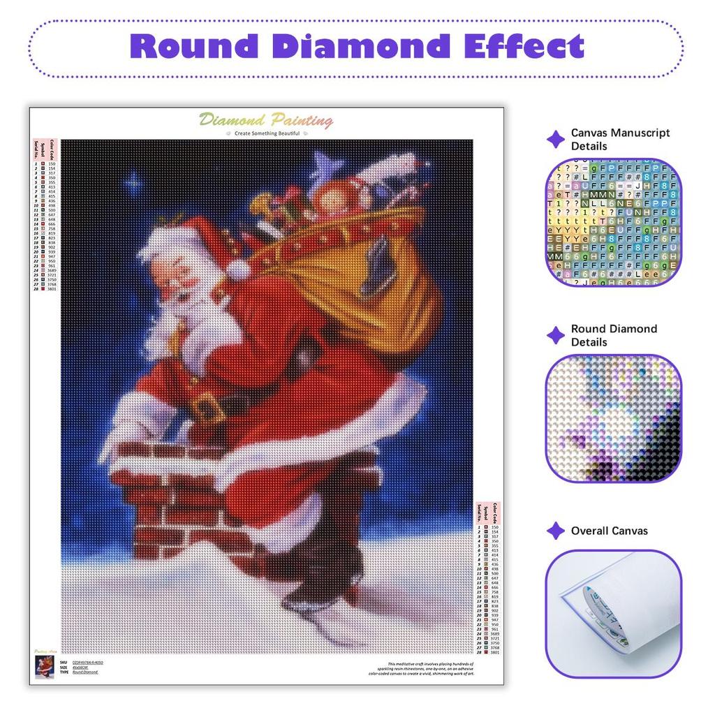 Рождественская алмазная живопись Санта-Клаус 5D DIY Мозаика Алмазная вышивка Домашнее украшение Искусство 30x40 см/12x16 дюймов