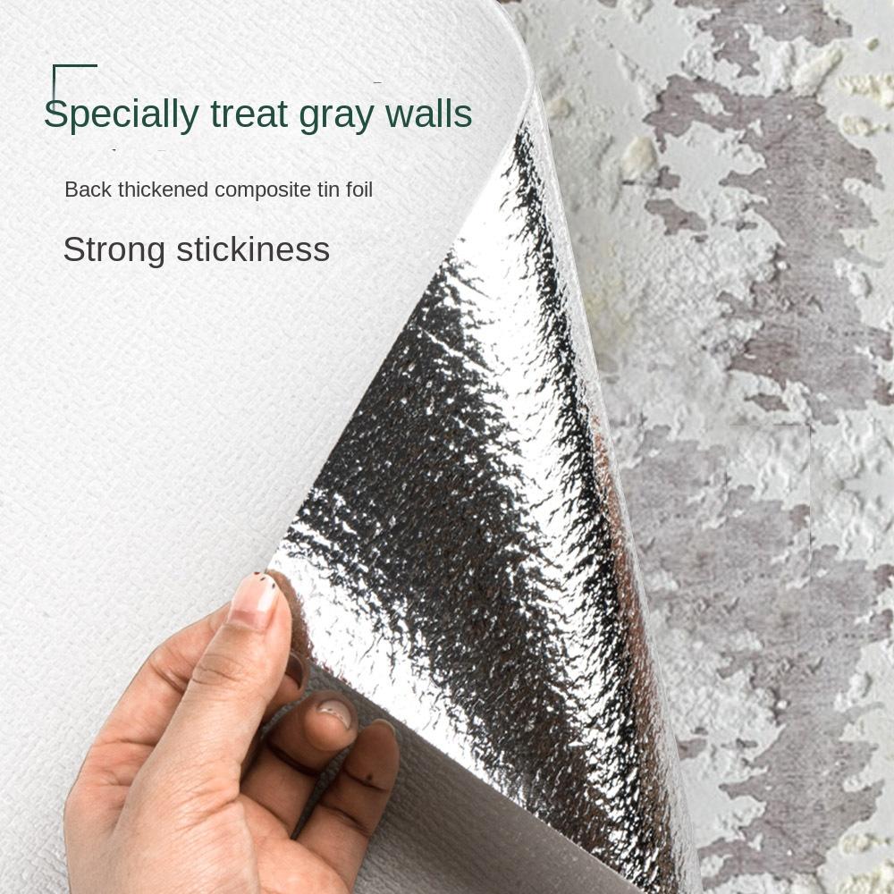 5 Meters / Roll 3D Self-adhesive Thicken Waterproof Wallpaper Linen Textured Pure Color Home Decorative Refurbished Sticker
