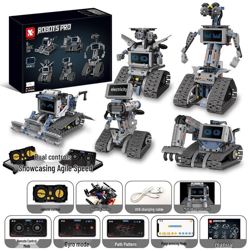Программируемый робот Wall-E «Пять в одном»: Сборные строительные блоки, Электрическое научное образование, Пульт дистанционного управления, Совместимы с Lego