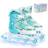 Детские роликовые коньки и роликовые коньки Skycase, Регулируемый размер, Включает набор защиты, Светящиеся, Прочные, Тихие, Подходят для начинающих, Унисекс,